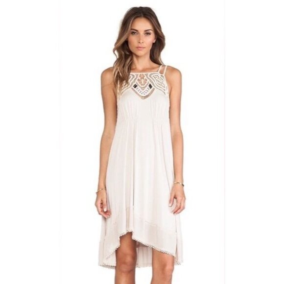 NWOT Free People Cream Lace Crochet Beaded Slip Dress - Picture 5 of 15
